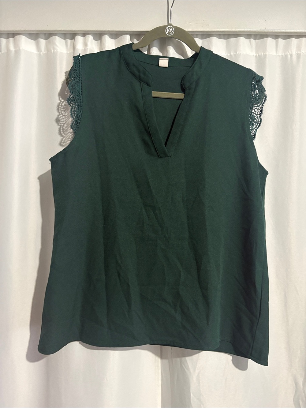 Source Unknown Dark Green Lace-Trim Sleeveless Camisole